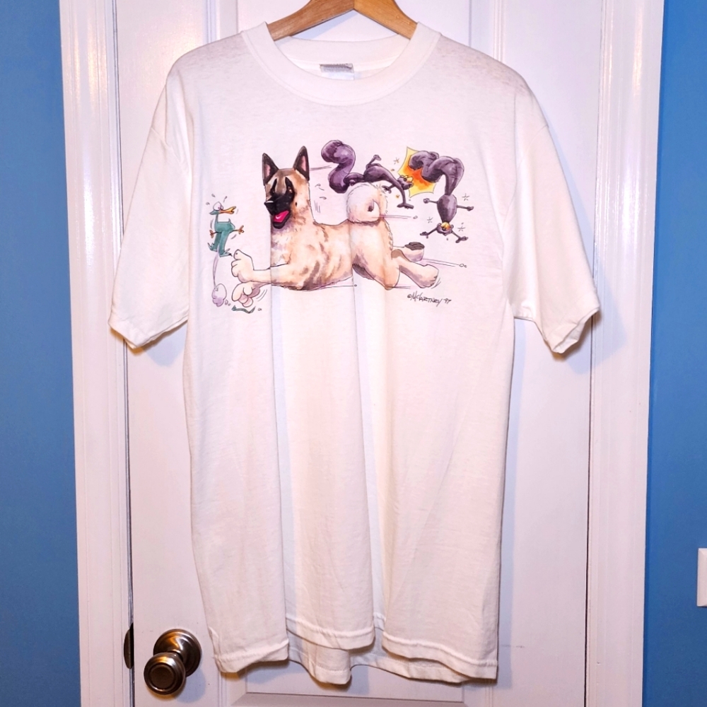 McCartneys Dogs Akita Novelty Print T Shirt Size L